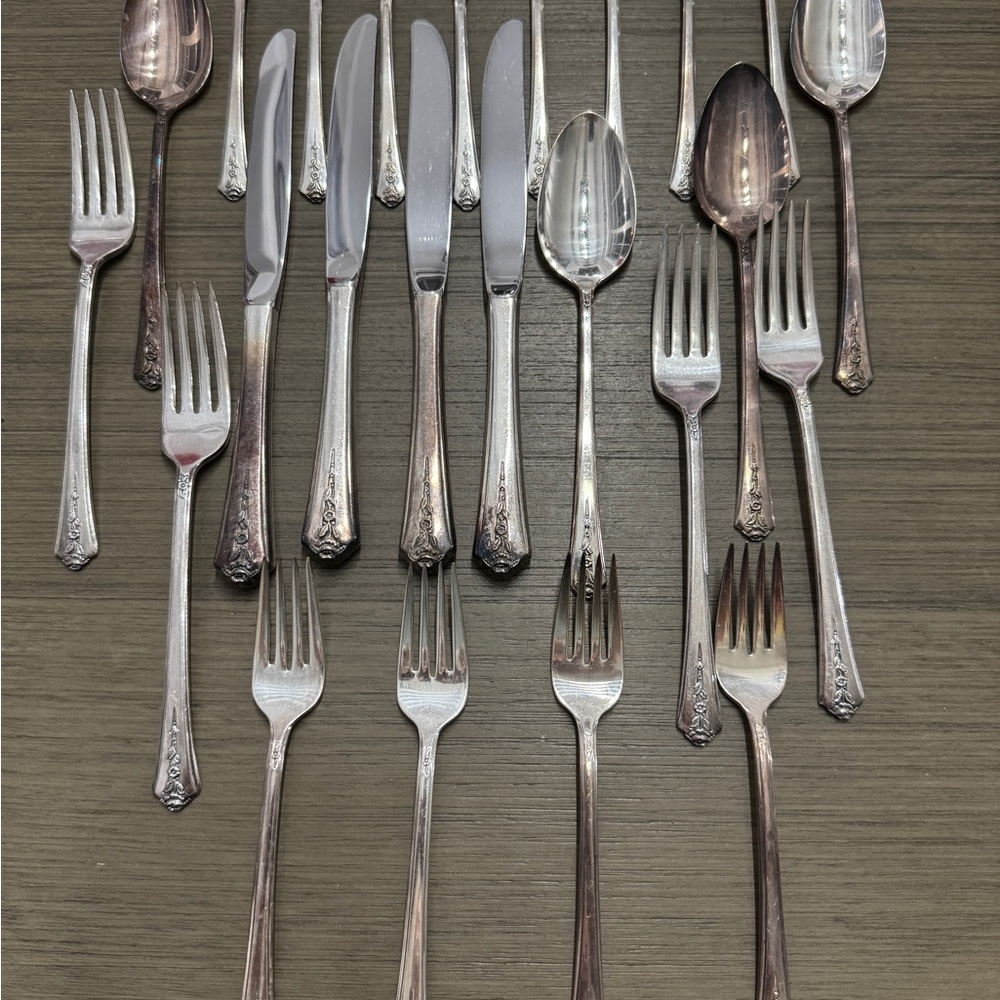 Vintage Holmes & Edward’s Silver INLAID Flatware Set- 24 Pcs.